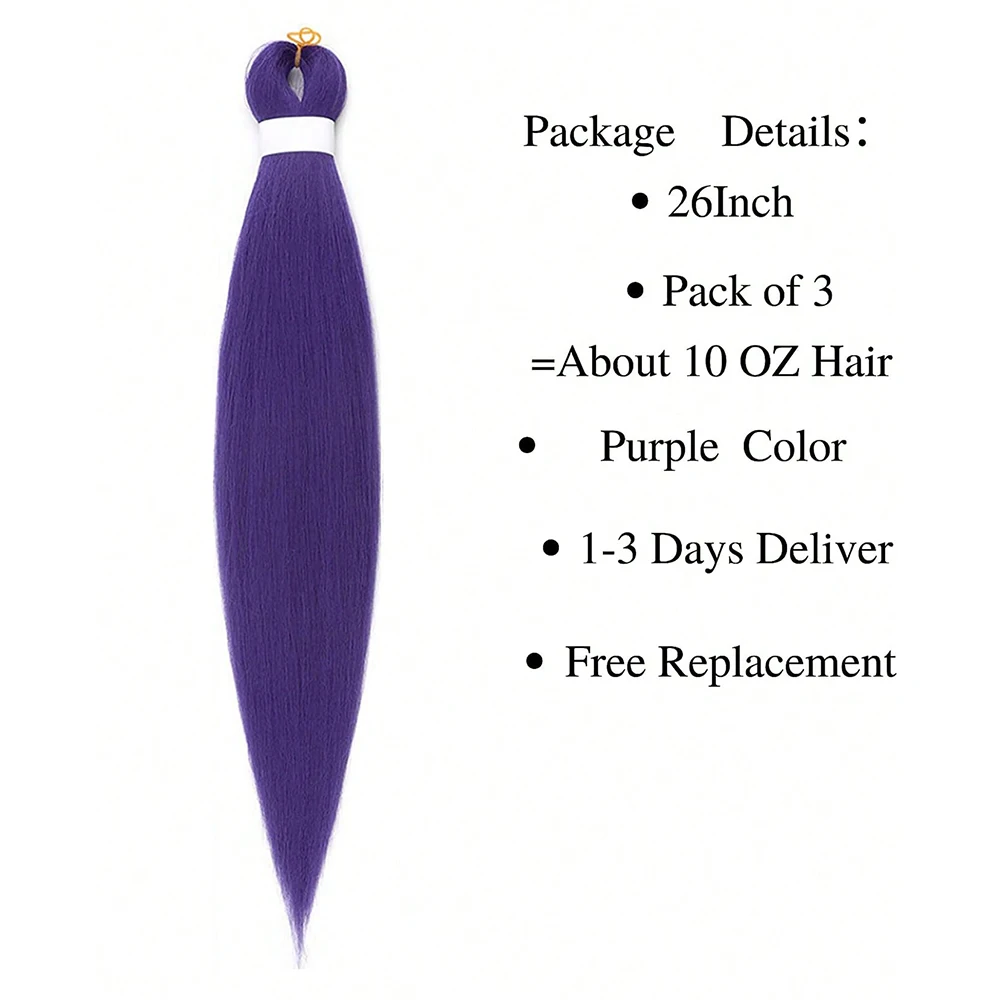 وصلة شعر مضفرة ممتدة مسبقًا، جديلة 26 بوصة بدون صندوق عقدة، كروشيه صناعي احترافي، جديلة EZ طبيعية