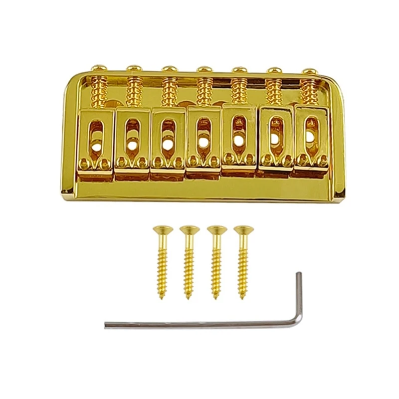 Metal Fixed Hardtail Saddle Bridge with Wrench & Screws Top Load Guitar Tailpiece for 7 String Electric Guitar