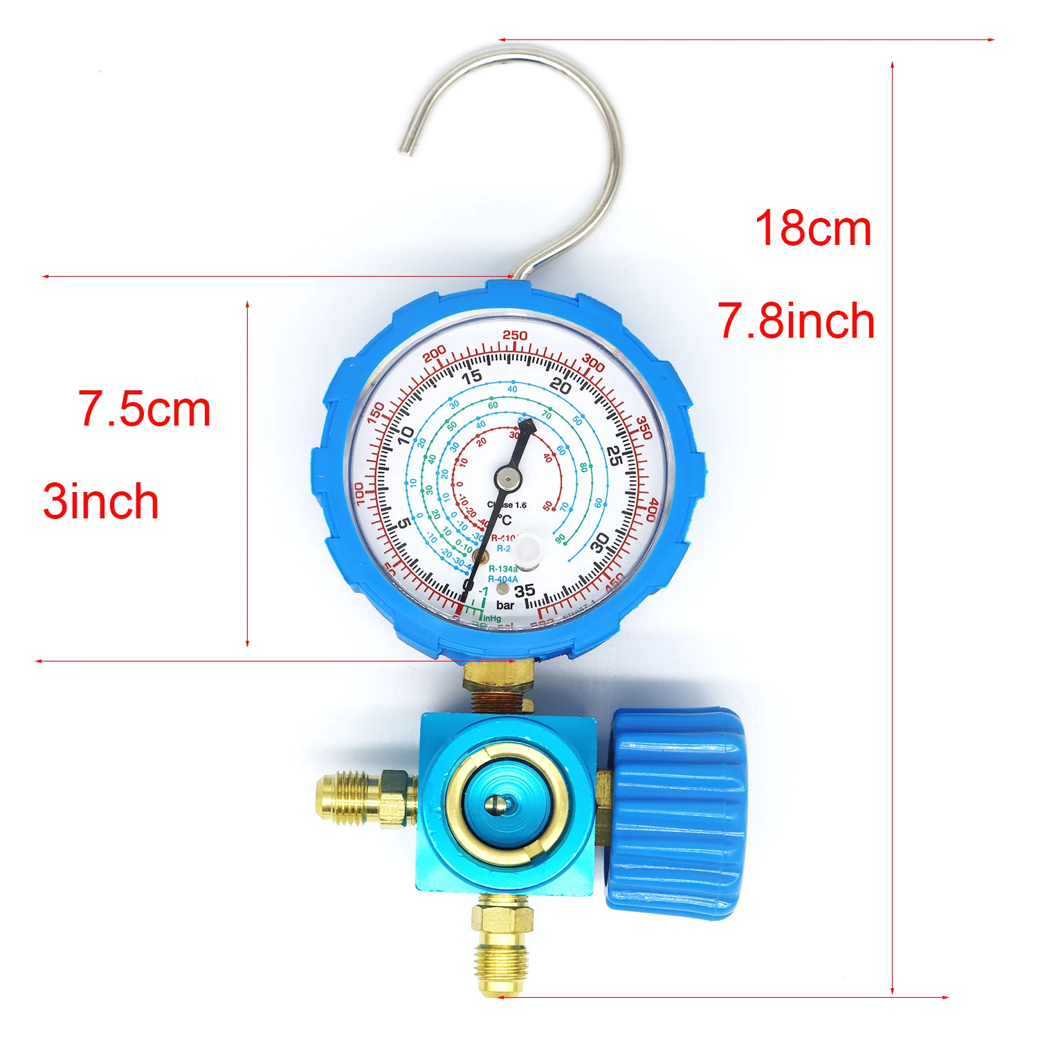 Manifold Meter Kit for R22/R410A/R134A/R404A Air Conditioner Manifold Meter High and Low Pressure Chiller Tool with Sight Glass