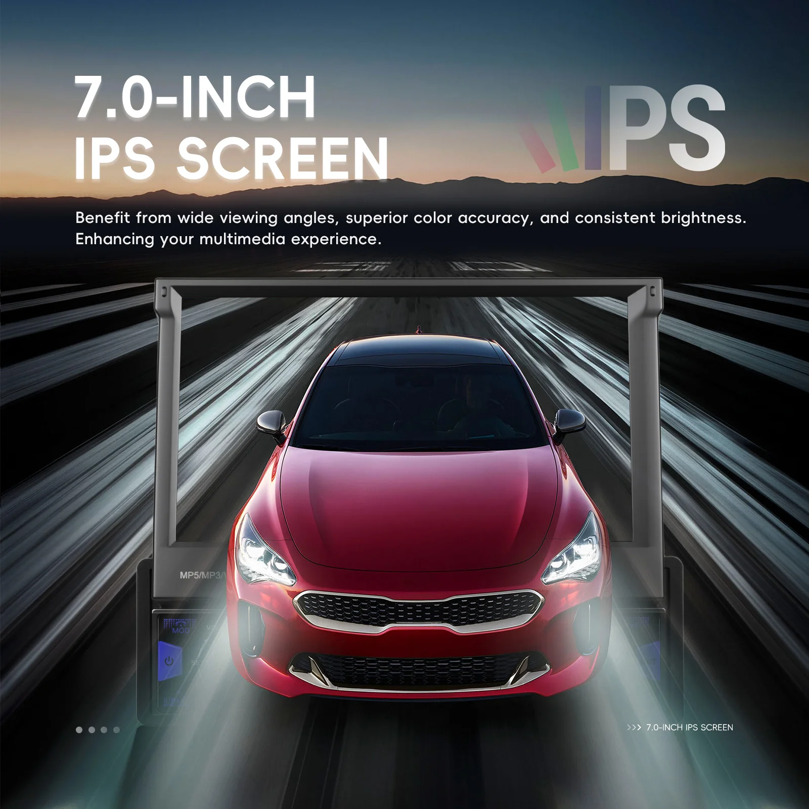 Podofo 7 Zoll 1Din Autoradio mit kabellosem Carplay, Android Auto, Smart Car System, MirrorLink, MP5-Player, HD, ausfahrbarem Touchscreen, universellem Multimedia-Player, Audio-Stereo, BT, EQ,
