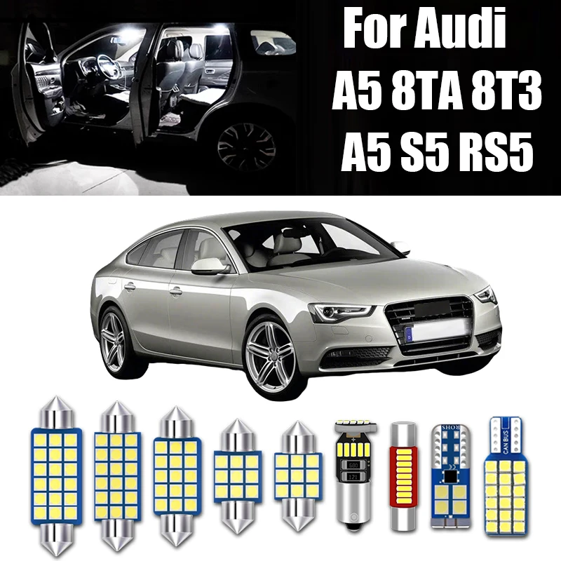 For Audi A5 S5 RS5 8TA 8T3 Sportback Coupe Car LED Bulbs Interior Reading Lamp Glove Box Vanity Mirror Trunk Light Accessories