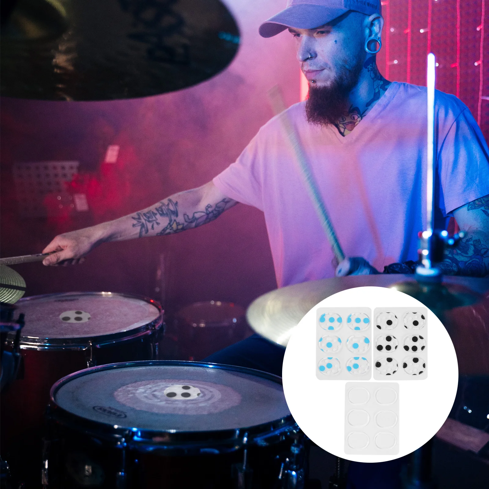 

18pcs Drum Dampening Pad Silicone Self-Adhesive Gel Pads For Cymbals Percussion Reduce Ringing Overtones Dampeners Silencers