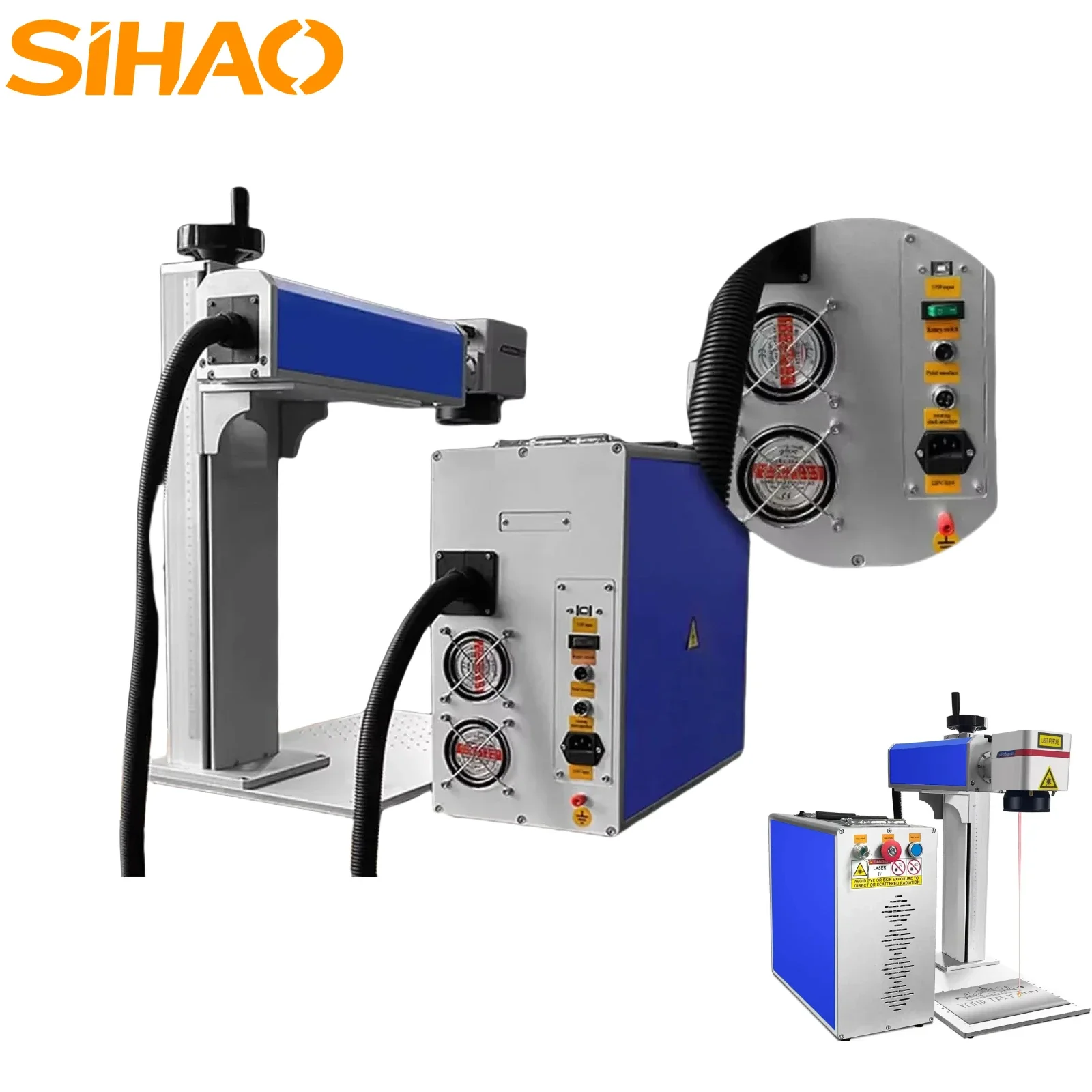 SIHAO 100 واط آلة النقش بالليزر الألياف للمعادن الفولاذ المقاوم للصدأ قاطع النقش بالليزر الصناعي التركيز التلقائي