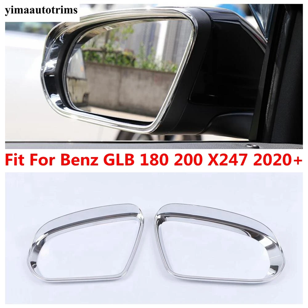 Rearview Mirror Rain Shade Rainproof Eyebrow Cover Trim For Mercedes-Benz GLB 200 X247 2020-2024 ABS Chrome Exterior Accessories