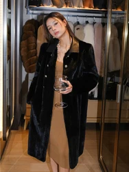 HDHOHR 2024 New Real Mink Fur Coats Women Fashion High Grade Whole Fur Women Coat Winter Thick Warm  Real Mink fur Jackets Femal