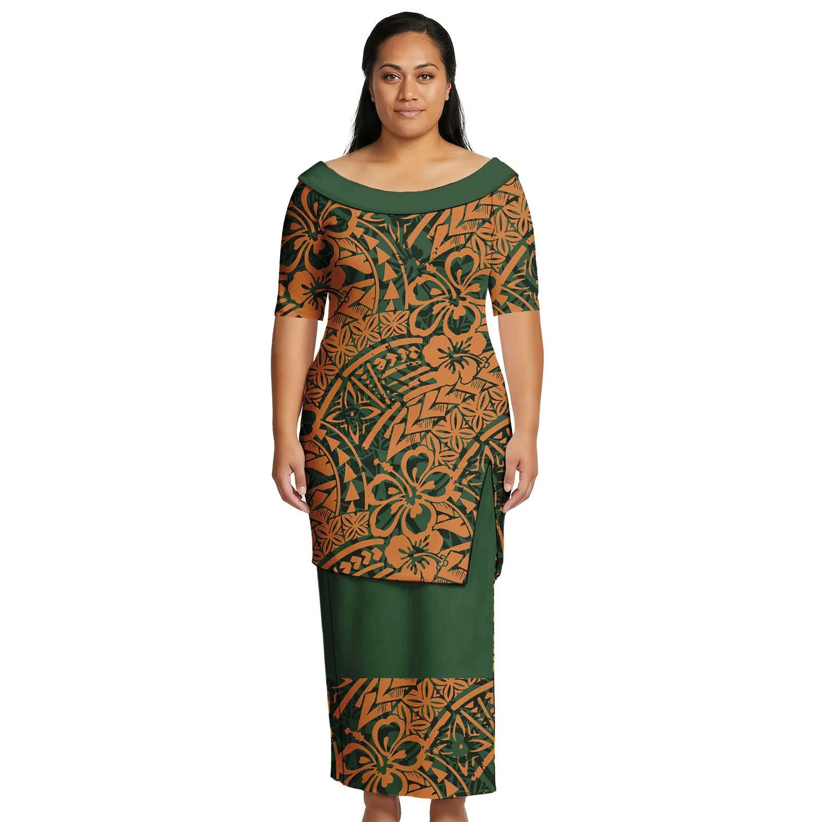 Popular Clothing Custom Print Lady Wear Samoan Elegant Puletasi Polynesian Fashion Dresses Women Island Oversize Skirts Hawaiian
