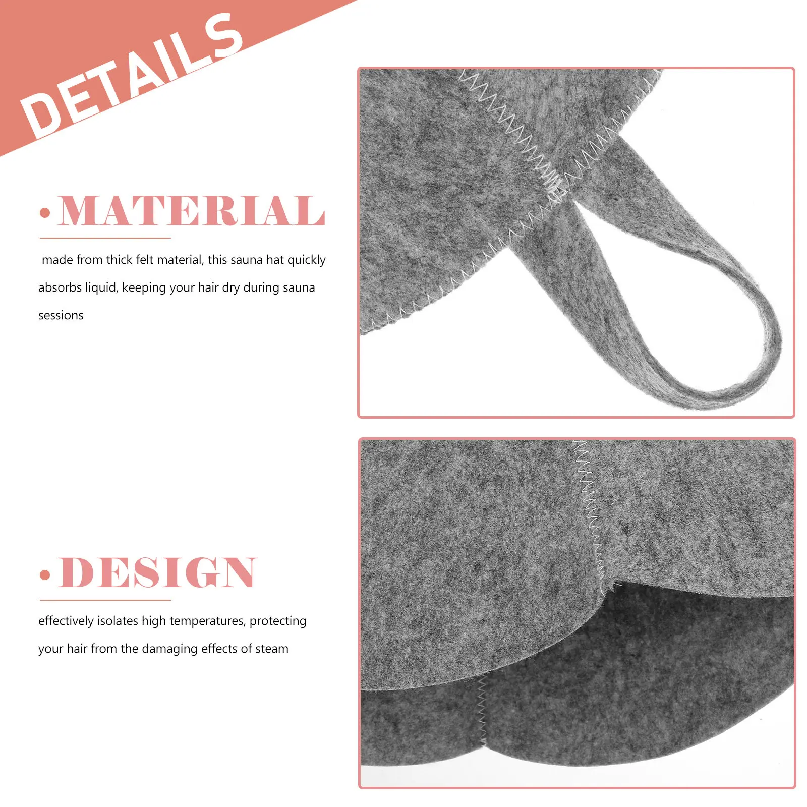 2Pcs High Density Felt Sauna Hat Moisture Wicking Thermal Barrier Hair Care Headwear for Sauna Bath Spa Indoor Relaxation Unisex