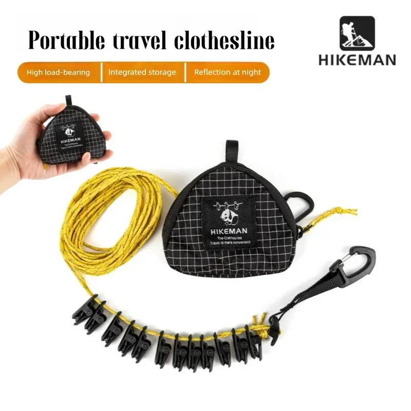 Outdoor Clothesline Camping Portable Storage Hanging Rope with Clips Travel Hotel No-Drill Multifunctional Windproof Drying Rope