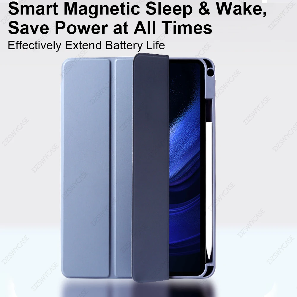 Case for Xiaomi 6/6 Pro 11inch, Mi Pad 7 8 Pro 11.2 inch Transparent Case with Pencil Holder Folding Stand Awake / Sleep Cover - view 3