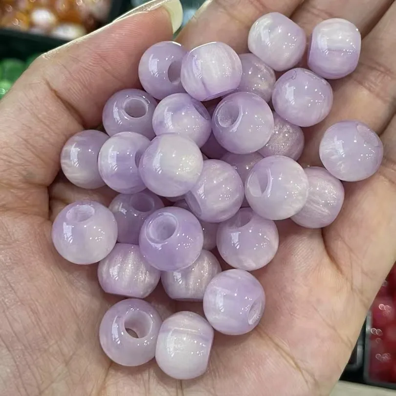 20PCS10*9mm Pastel Shimmer Star Sky Streamer Resin Cylinder Spacer Beads Large Hole Design for Handmade Hair Rope Pendant Crafts