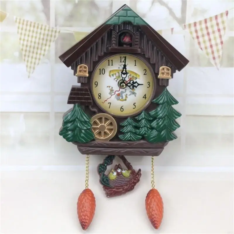 Funny Wall Mounted Cuckoo Pendulum Clock with Sound for Children and Family Interactive Time Learning Activity Daily