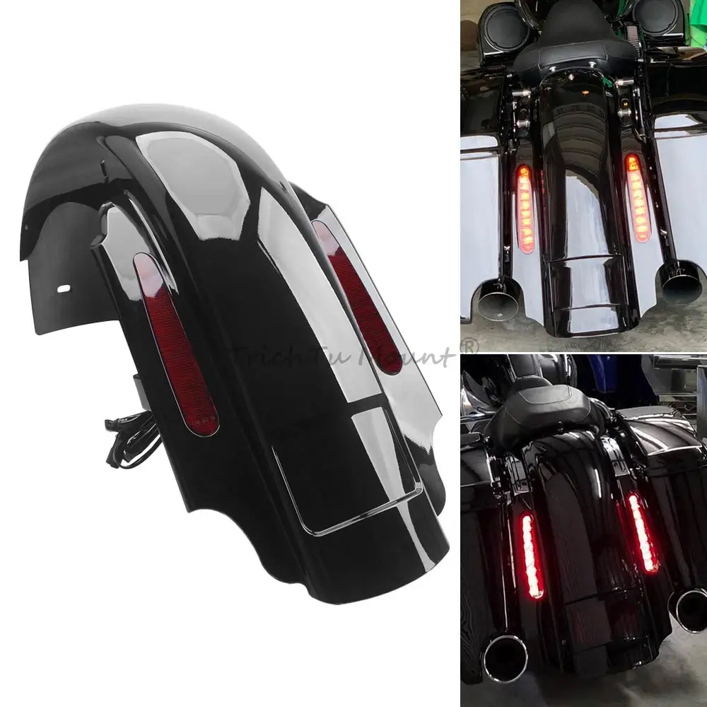 

Motorcycle Extended Rear Fender Mudguard with LED Light For Harley Touring Electra Street Glide Road King FLHR FLHTC 1993-2008