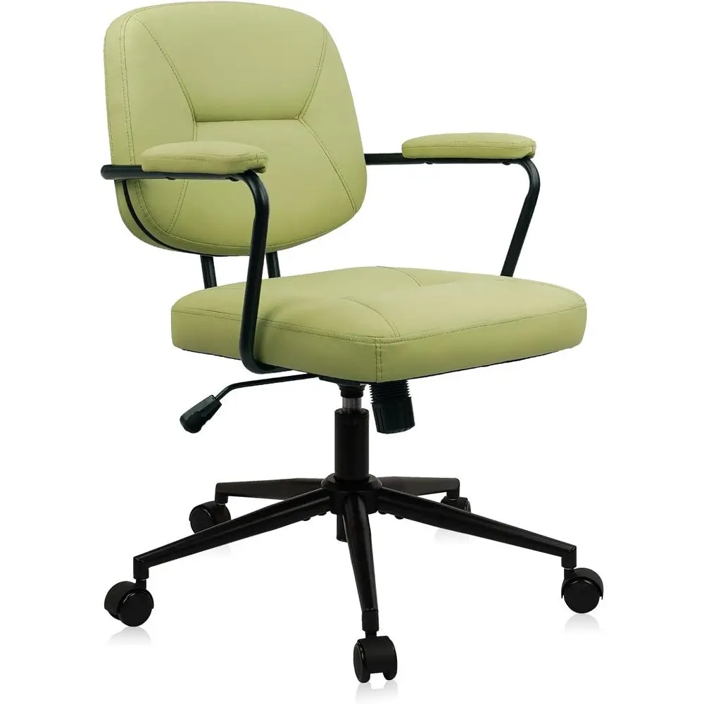 

Leather Home Desk Chair, Adjustable Height 360° Rolling Swivel Computer Task Chairs, Century ern Ergonomic Vanity Make Up Chair
