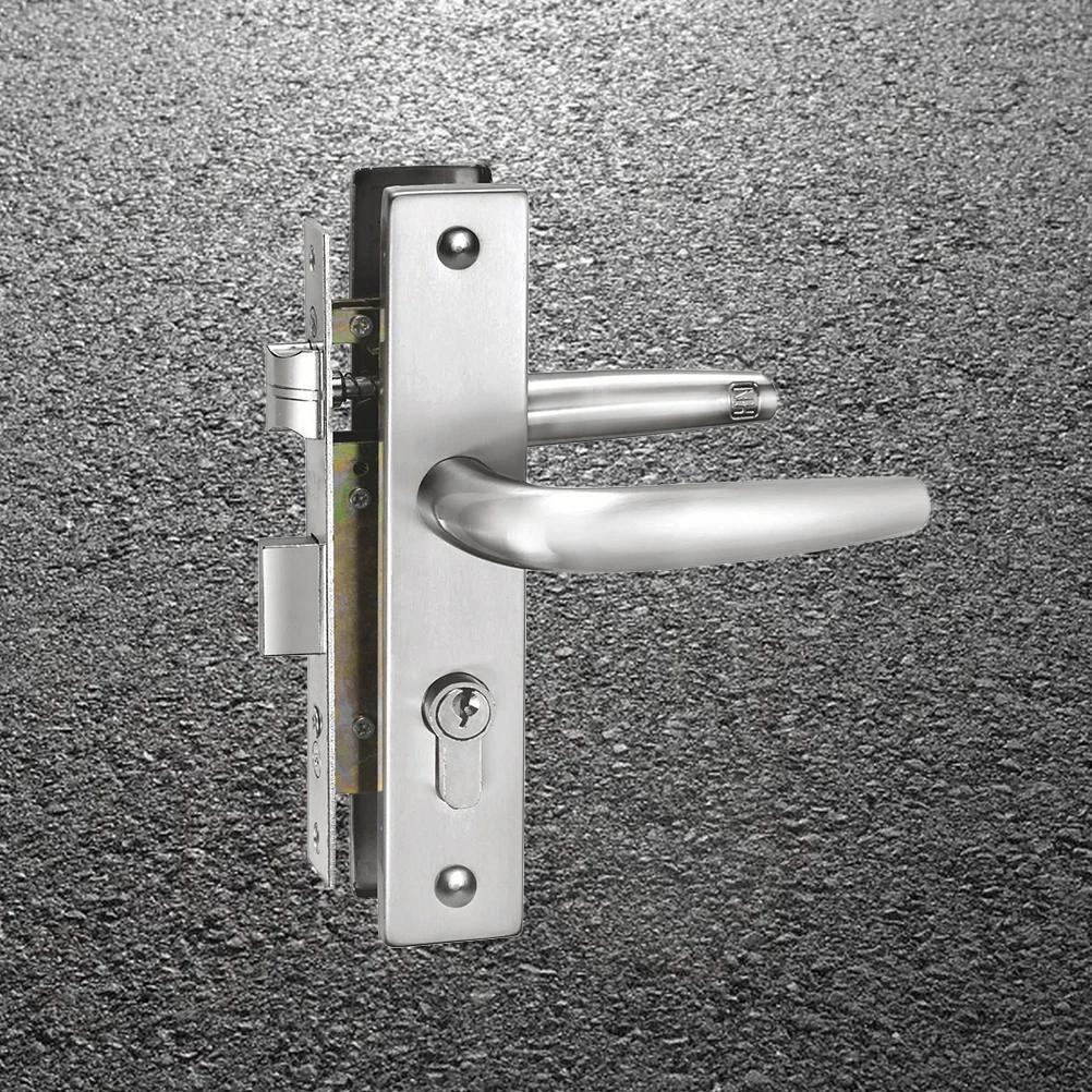 

Modern Heavy-Duty Stainless Steel Interior Door Handle Panel Silver Durable Anti-Rust Home Security Lock Strong Pull Resistance