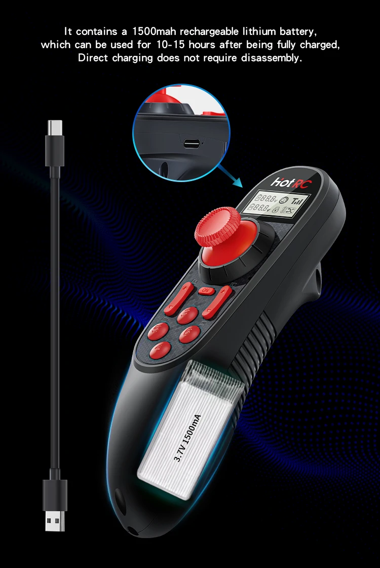 HOTRC DS-600 DS600 6-Kanal 2,4GHz Funksystem-Sender mit F-06A 1-6 Kanal Empfänger für RC-Boot Fernsteuerungssystem – Detail 8