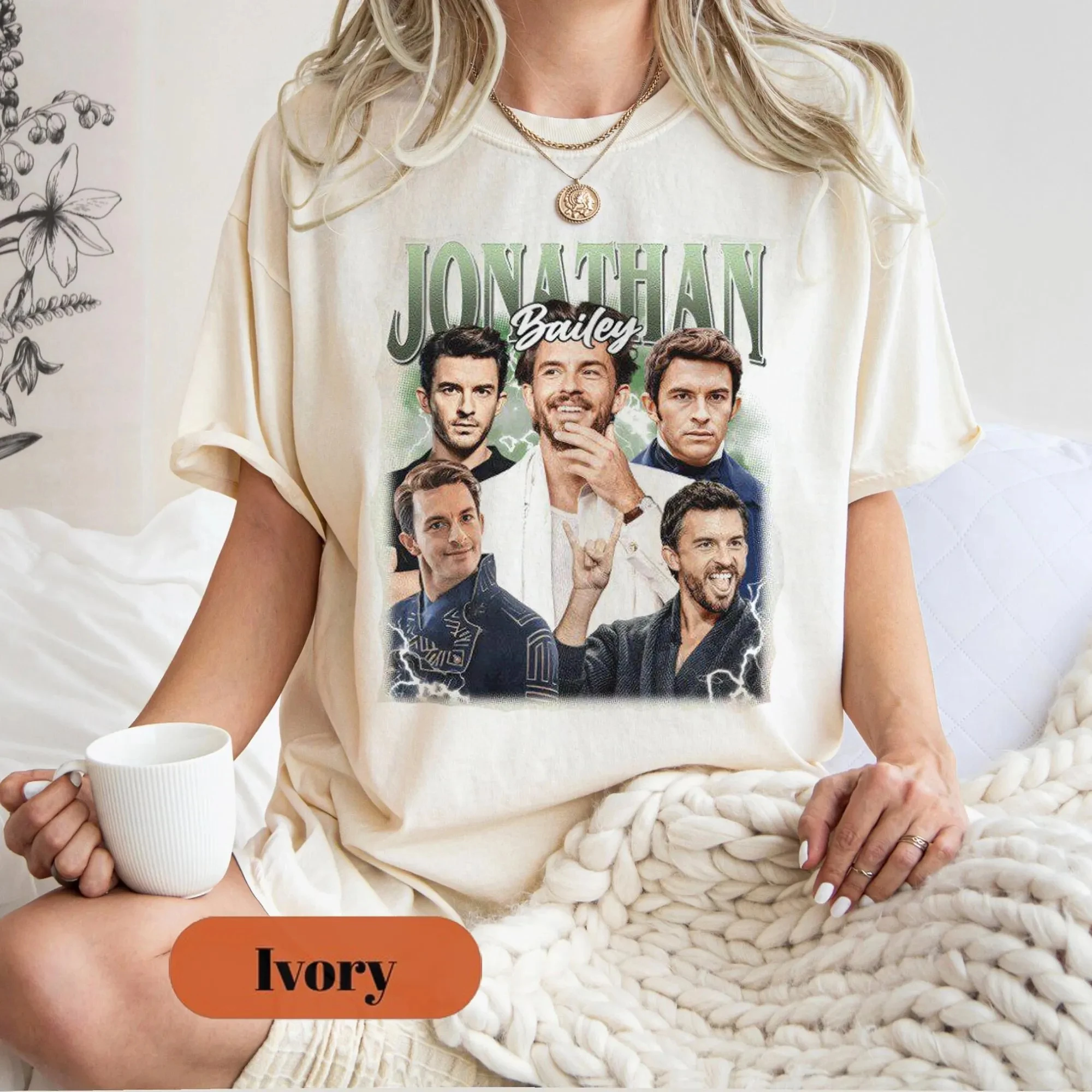 

Рубашка в стиле ретро Джонатана Бейли, повседневная одежда с короткими рукавами и принтом в подарок для любителей кино