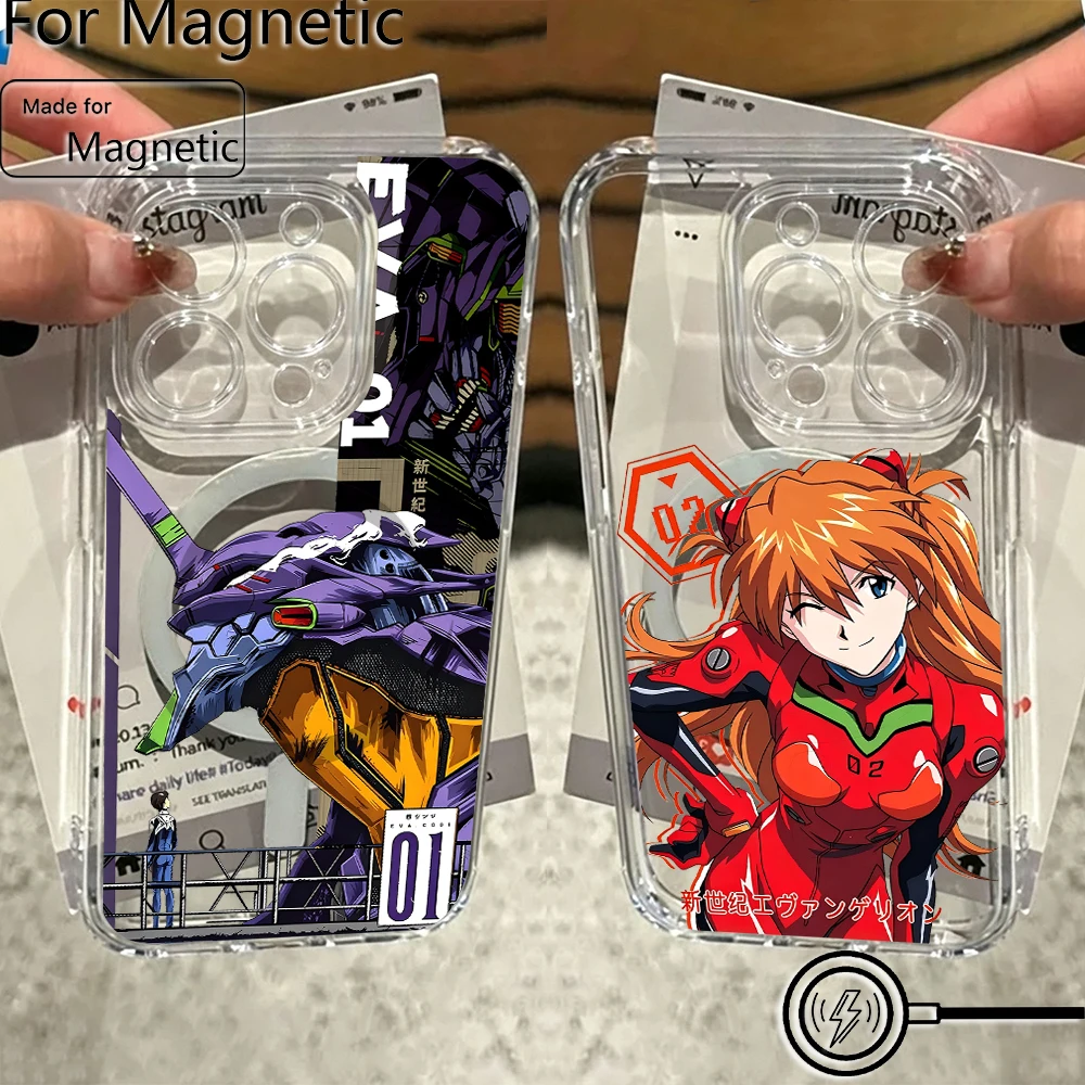 Japanese Mecha EVA Magnetic Phone Case for Samsung Galaxy S25 S24 S23 S22 S21 S20 FE Edge Plus Ultra 5G Soft Clear TPU Cover