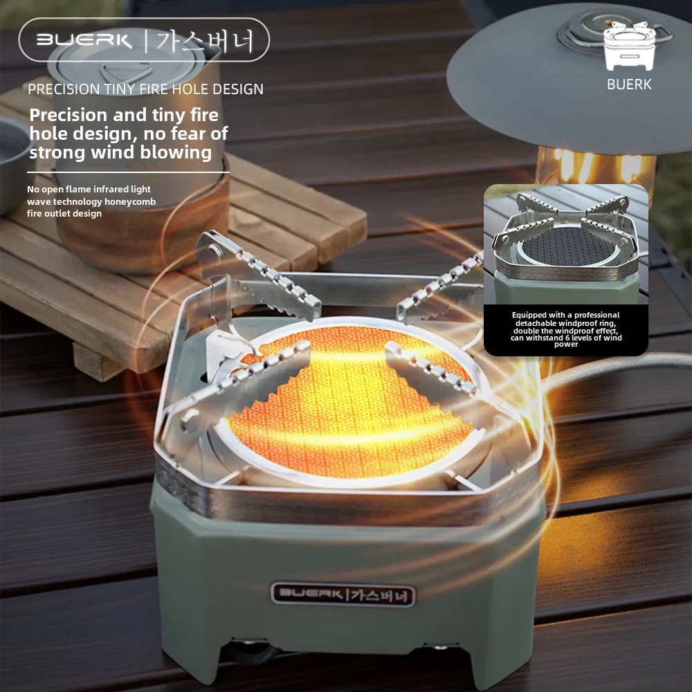 New 4000W Outdoor Infrared Stove Energy Conservation High Firepower Camping Stove Split Type Furnace Windproof Stove Head