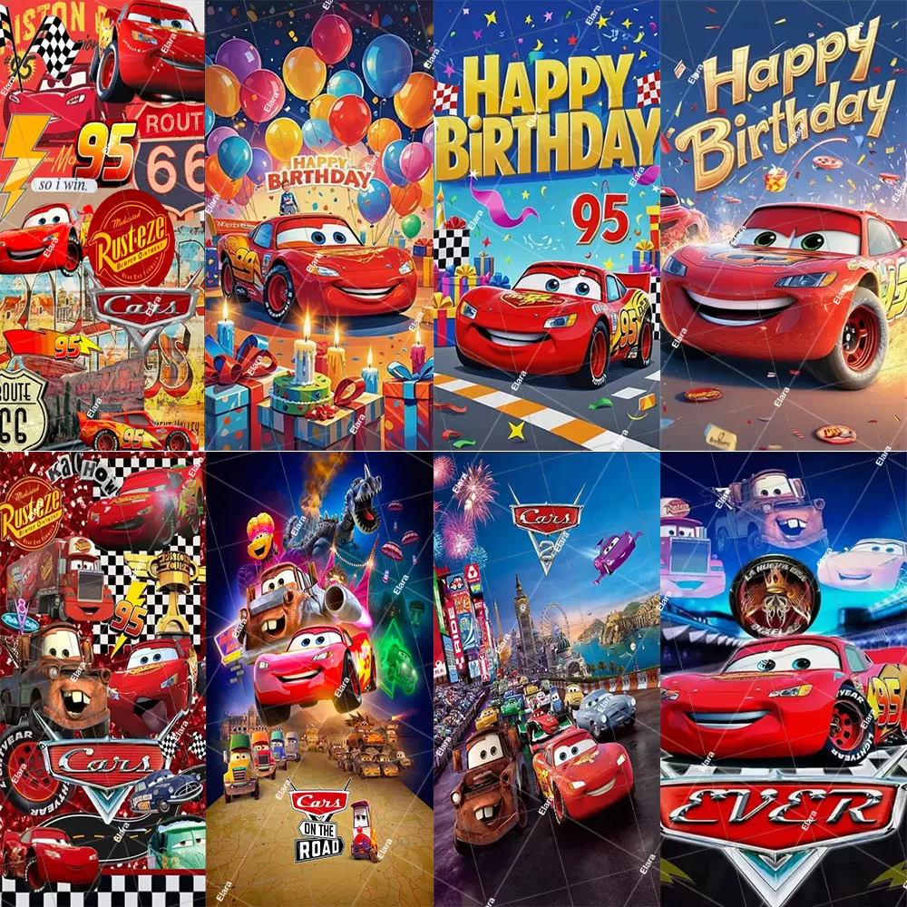 

Disney Red Cars Lightning Mcqueen Door Cover Banner Child's Birthday Party Decoration Baby Shower Backdrop Photo Studio Props