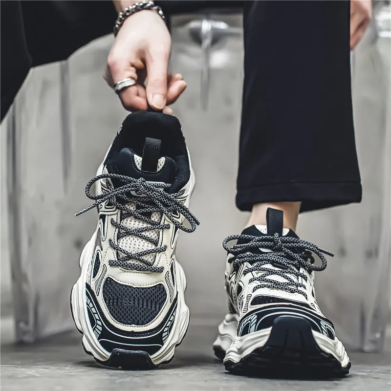 Men's Casual Sport Shoes Fall Fashion All-Match Running Antiskid Heightening Agan Dad Shoes Breathable Low Top Glue Adhesive ...