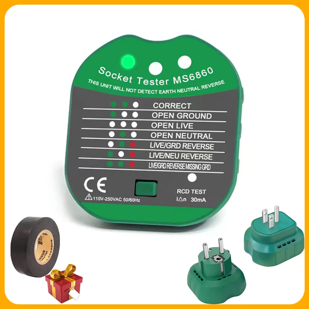 

NEW Socket Tester Smart Voltage Detector Outlet Checker RCD GFCI Test NCV Live Neuter wire Test EU US Plug Meter