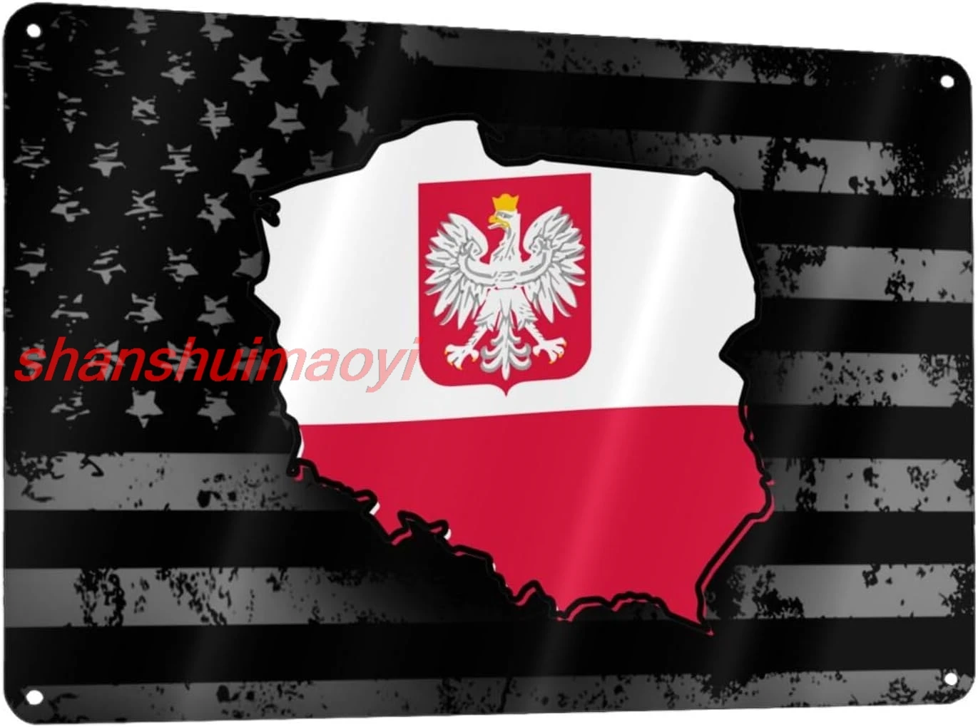 Letrero de metal con mapa de Polonia, letreros artísticos de pared de metal de 8x12 pulgadas, cubierta de aluminio para hombres/mujeres/interior/exteriores, 1 unidad shanshui