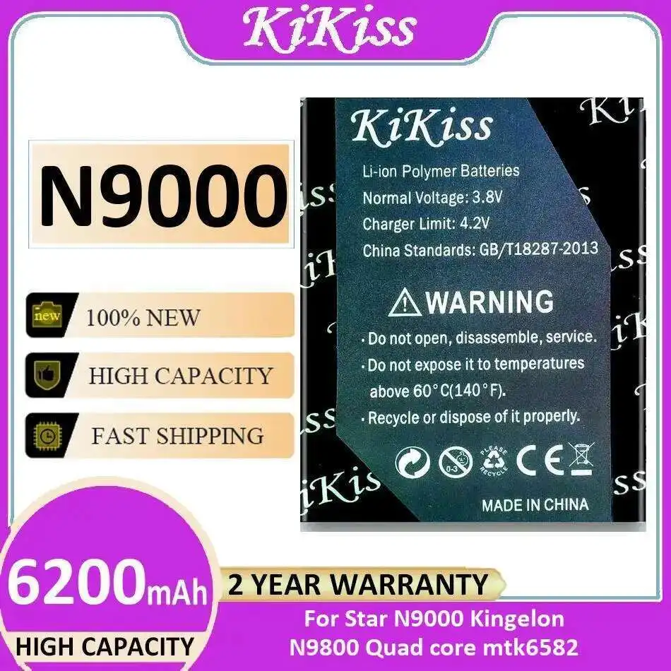 

For Star N9000 Kingelon N9800 Quad Core Mtk6582 Mobile Phone Battery Lightweight 6200Mah