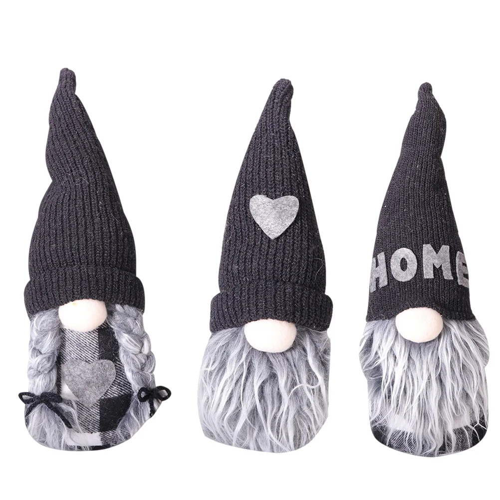 

3 Pcs Desktop Faceless Elder Photo Ornaments Cloth Xmas Tabletop Accessory