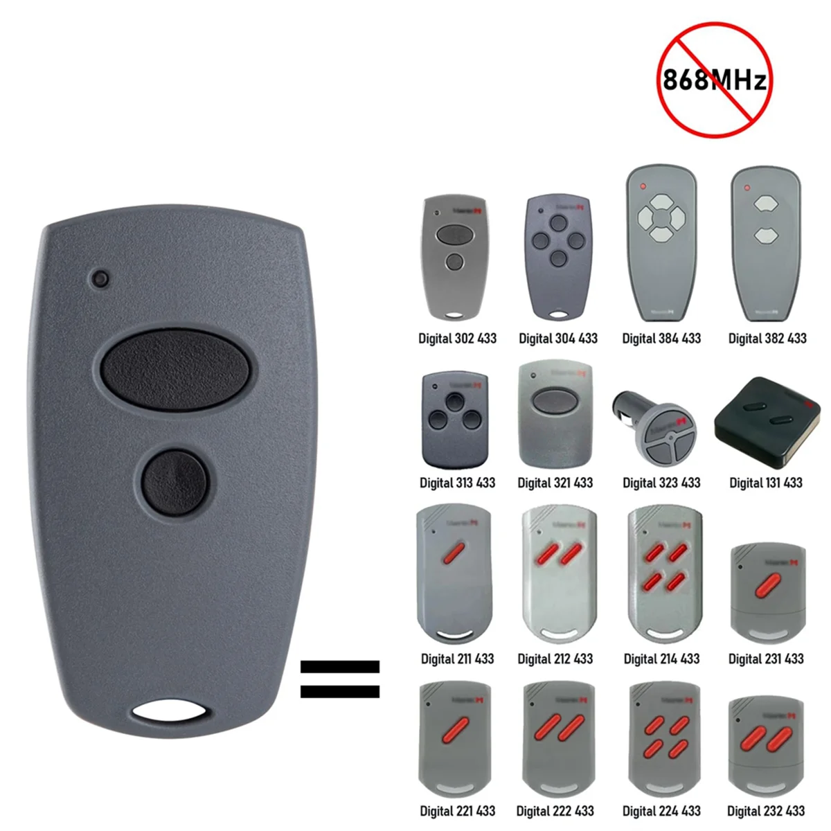 

A002 Garage Door Opener Remote Control for 433MHz Handheld Transmitter Digital 382, 302, 384, 304