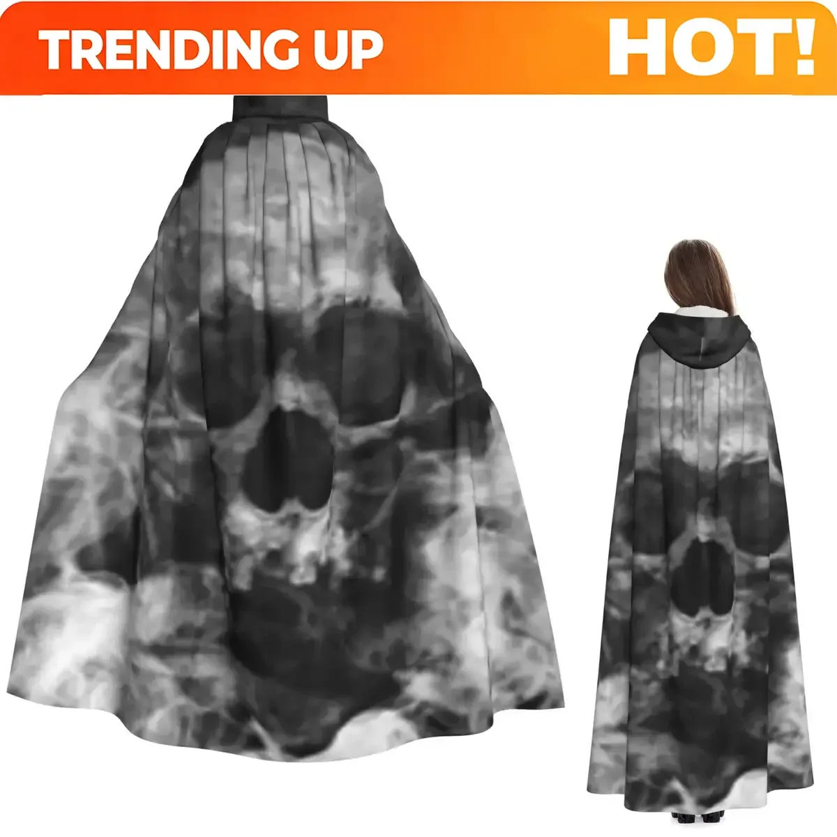 Capa larga con capucha de Santa Muerte, la Santa Muerte, estilo gótico mexicano, con calavera, para disfraz de bruja medieval, cosplay, Halloween.