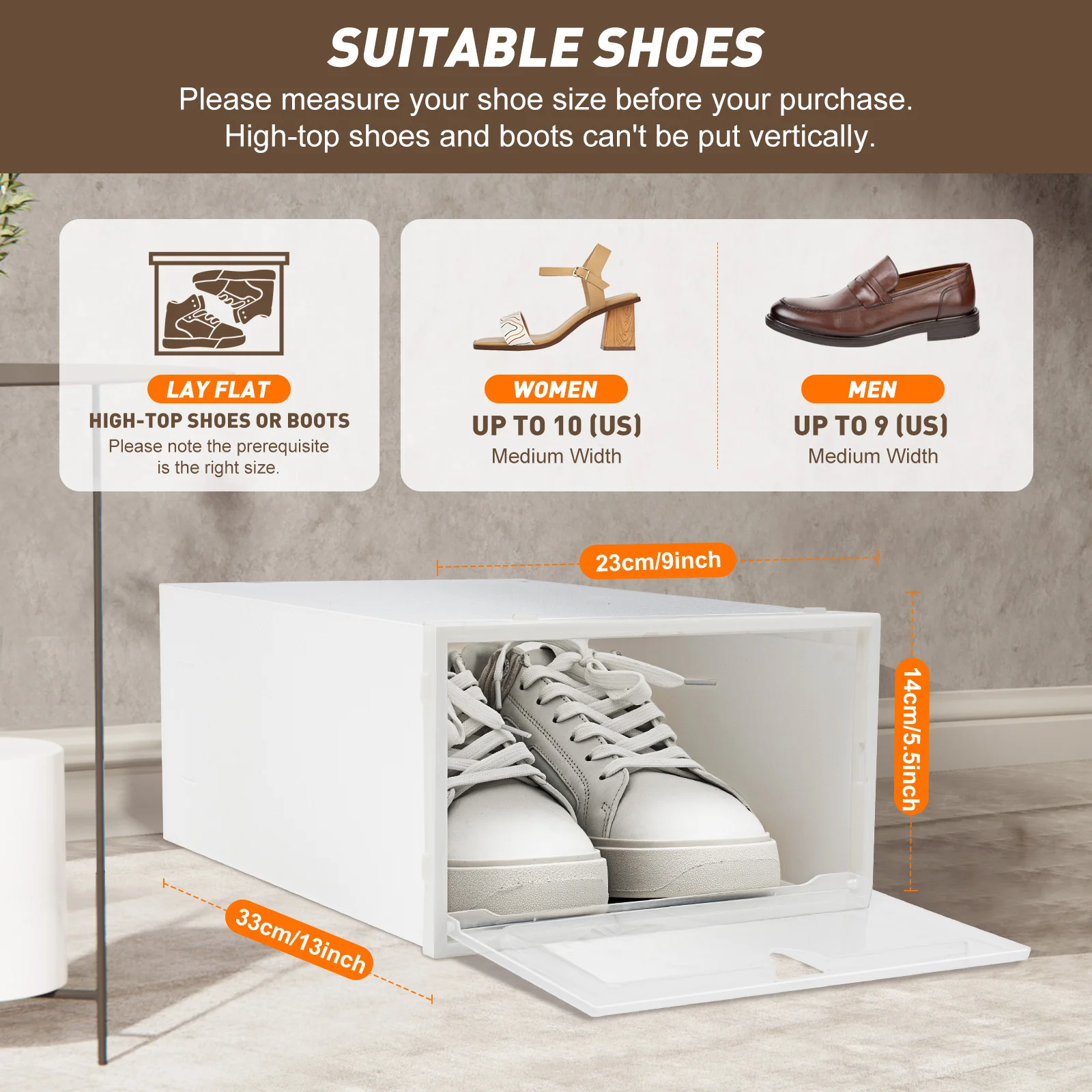 Clear 20pcs Shoe Boxes Transparent Stackable Shoe Storage Box Plastic Shoe Box Sneaker Holder Organizer Box