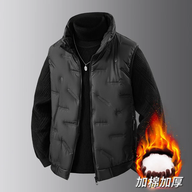 

Мужская жаккардовая куртка без рукавов с воротником-стойкой, повседневный жилет, новинка осени-зимы 2025 года, модная верхняя одежда