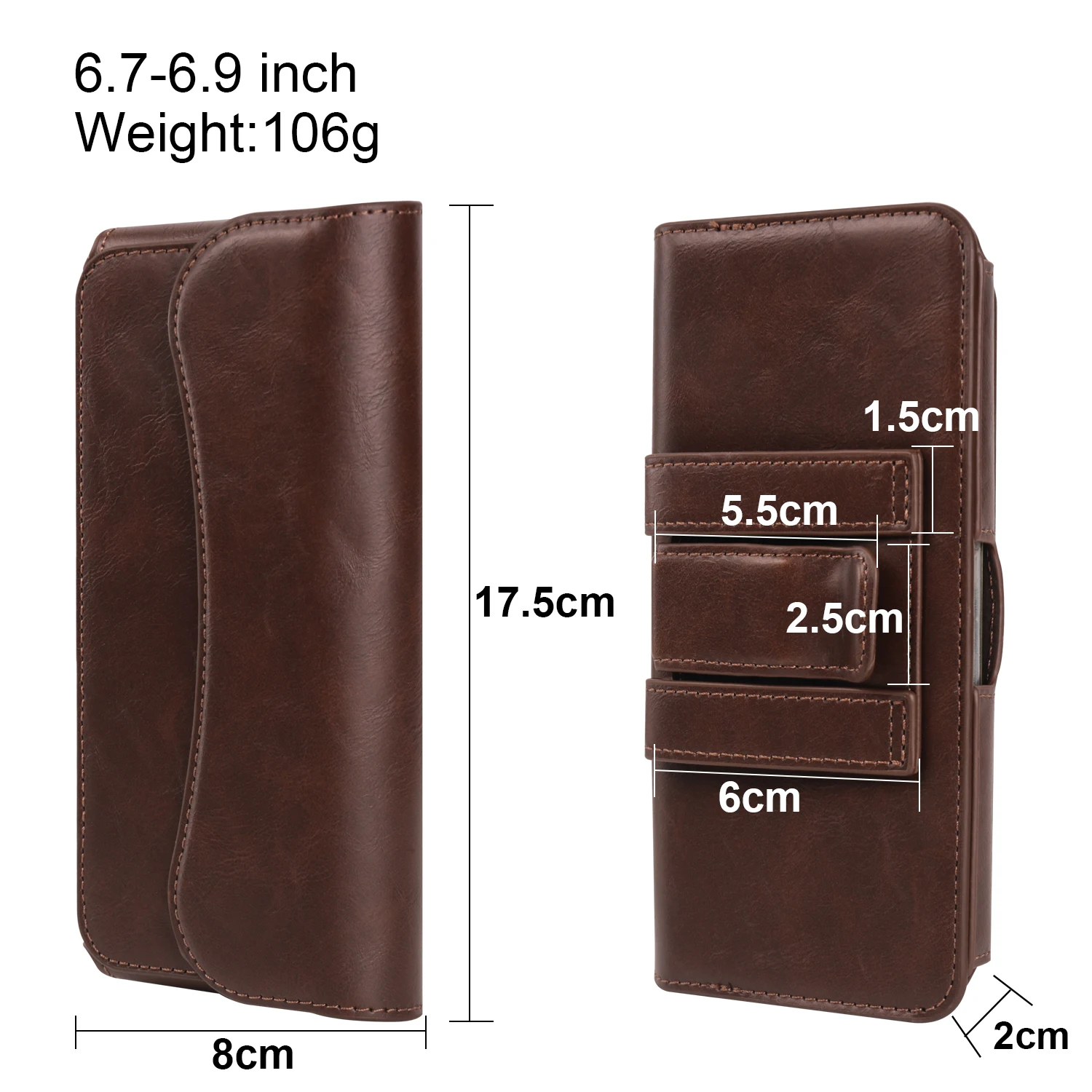 FULAIKATE Crazy Horse Horizontal Waist Phone Bag for Men, Leather Pouch for Samsung Note23 Ultra, iPhone 15 Pro Max, 6.1 \