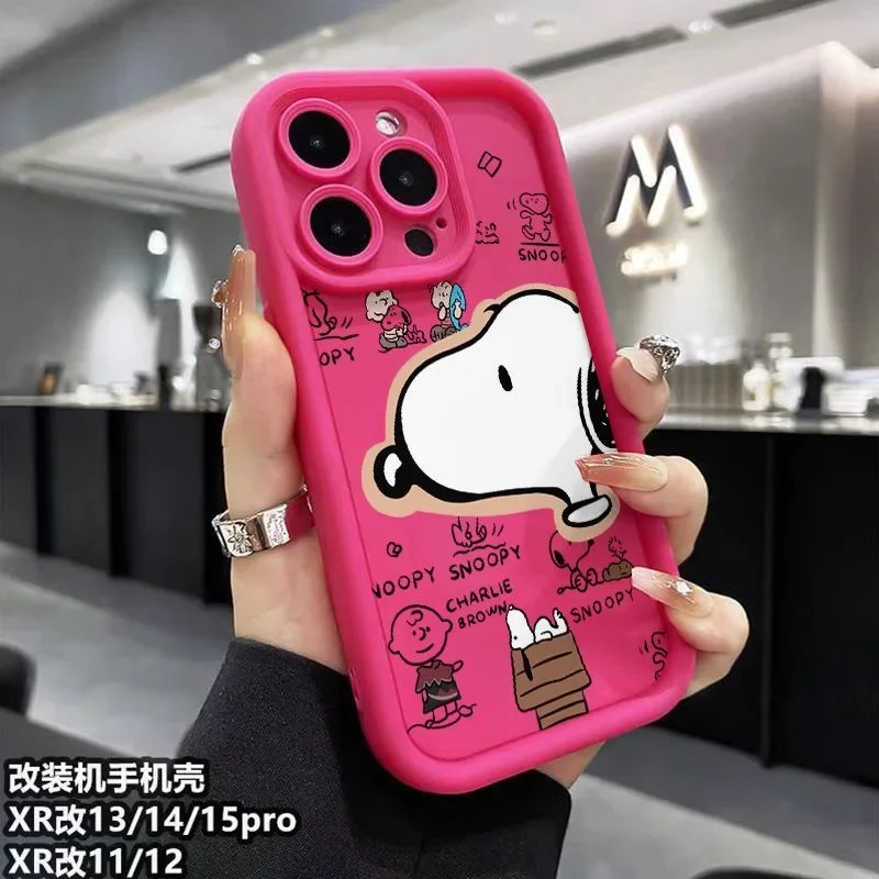 Big Head Snoopies Cartoon Phone Case For IPhone 16 15 14 13 12 11 Pro Max Mini XR XS X 7 8 Plus Soft TPU Back Cover