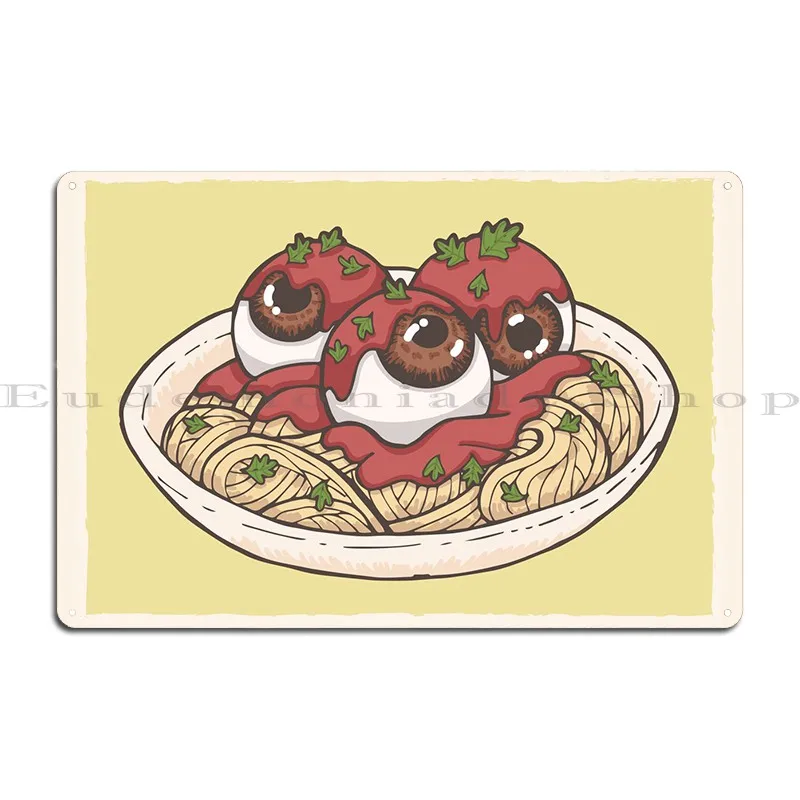 Spaghetti Eyeball Metal Sign Rusty Plaques Pub Character Club Tin Sign Poster