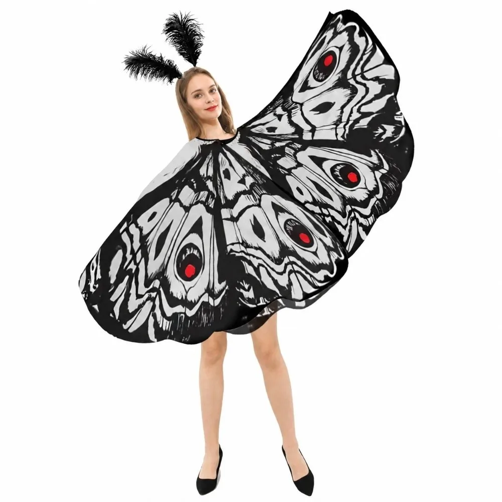 Elegant Polyester Butterfly Wing Shawl with Headpiece DIY Decor Moth Themed Costume Moth Shawl Halloween Event