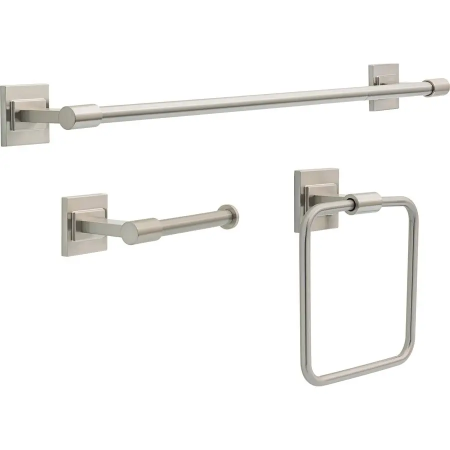 

Faucet McLaren 3Piece Bathroom Set, SpotShield Brushed Nickel, 18 24 Towel Rack, Toilet Paper Holder, Ring MCL63BN