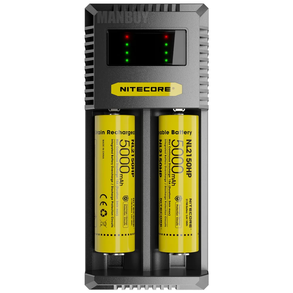Wholesale Nitecore CI2 2x Slots USB-C Smart Charger Li-ion Ni-Cd NiMH Batteries 18650 14500 CR123 16340 26500 18350 21700 AAA AA