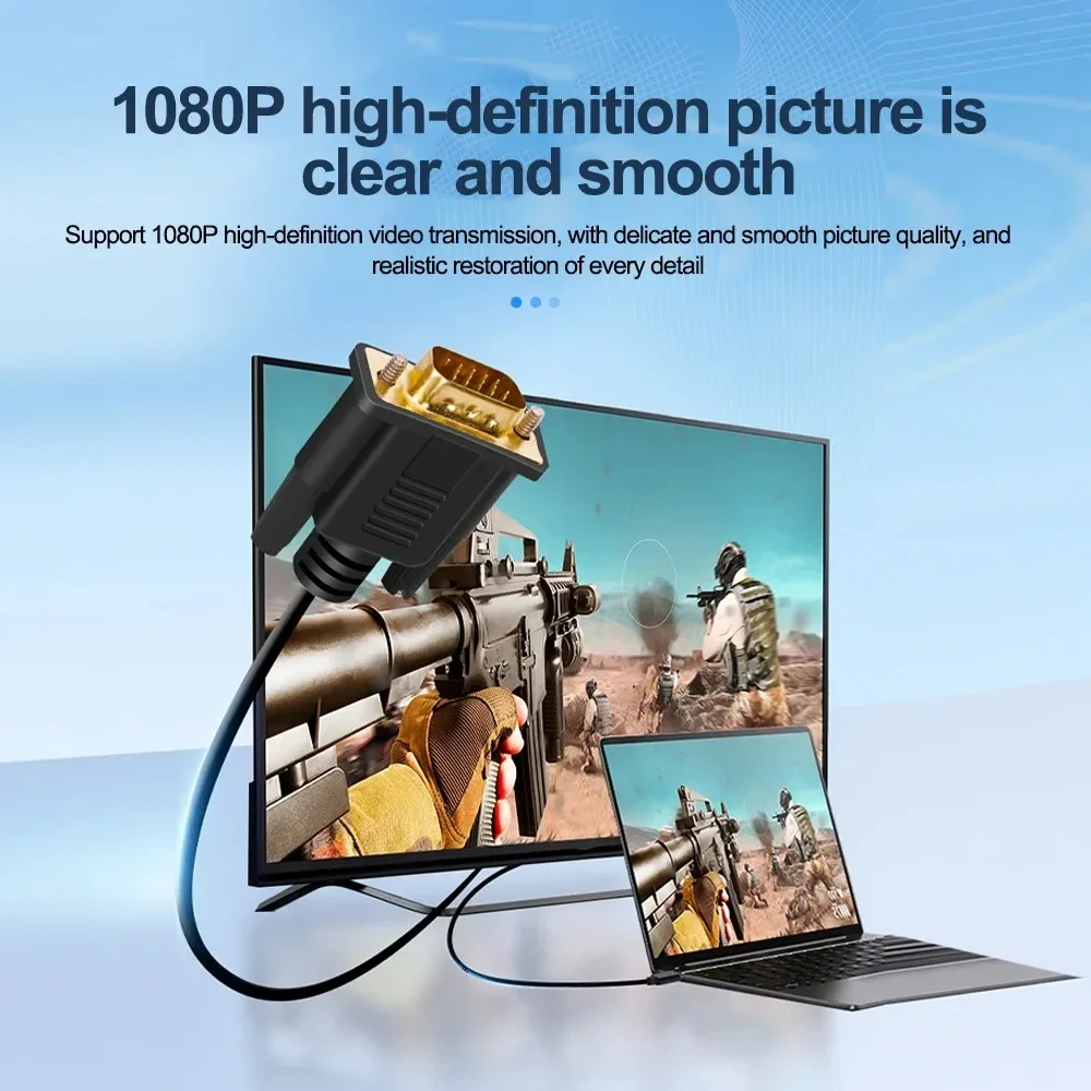 KEBIDUMEI USB C to VGA DVI Adapter 1080P Type-C to VGA DVI HD Video Converter Cable for Laptop PC Monitor Projector
