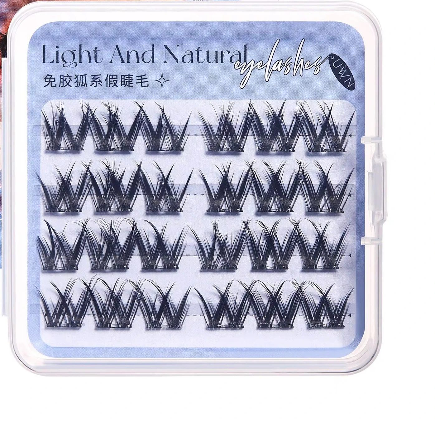 20-24Pcs Non Adhesive Fake Eyelashes Animal Series Manga Pure Desire Fake Eyelashes 3D Curly Simulation Eyelashes Makeup Tools
