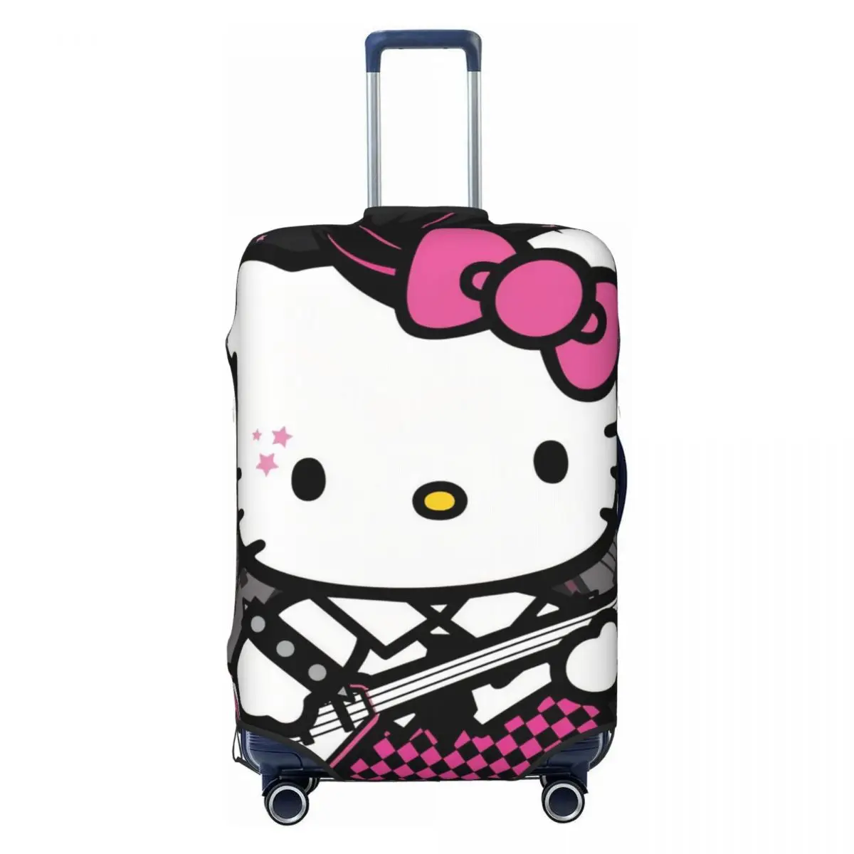

Punk Hello Kitty Cat Luggage Cover Elastic Cartoon Kitten Travel Suitcase Protective Covers Suit For 18-32 inch