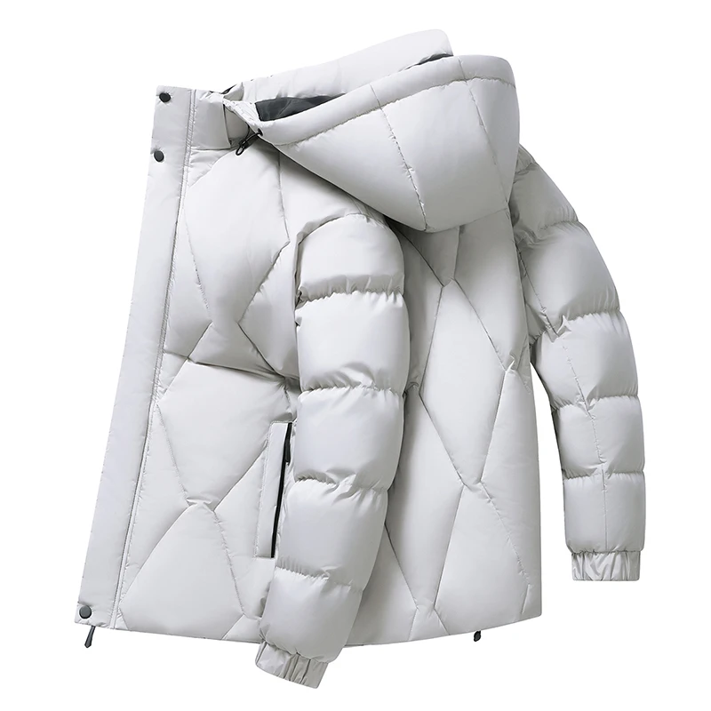 Winter Thicken Warm Parkas for Men Solid Color Casual All-match Male Outerwear New Style Comfortable Puffer Jacket Trend Hooded