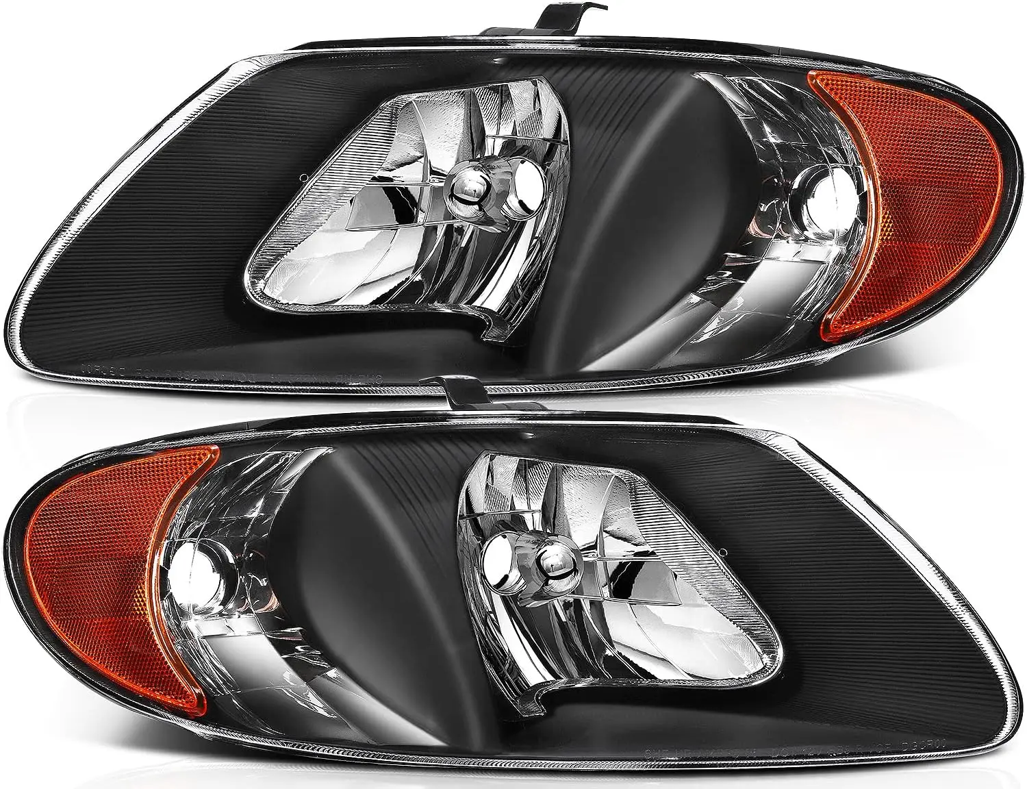 Sulinso  For Black 2001-2007 Dodge Caravan Town & Country 01-03 Voyager Headlights Driver + Passenger Side