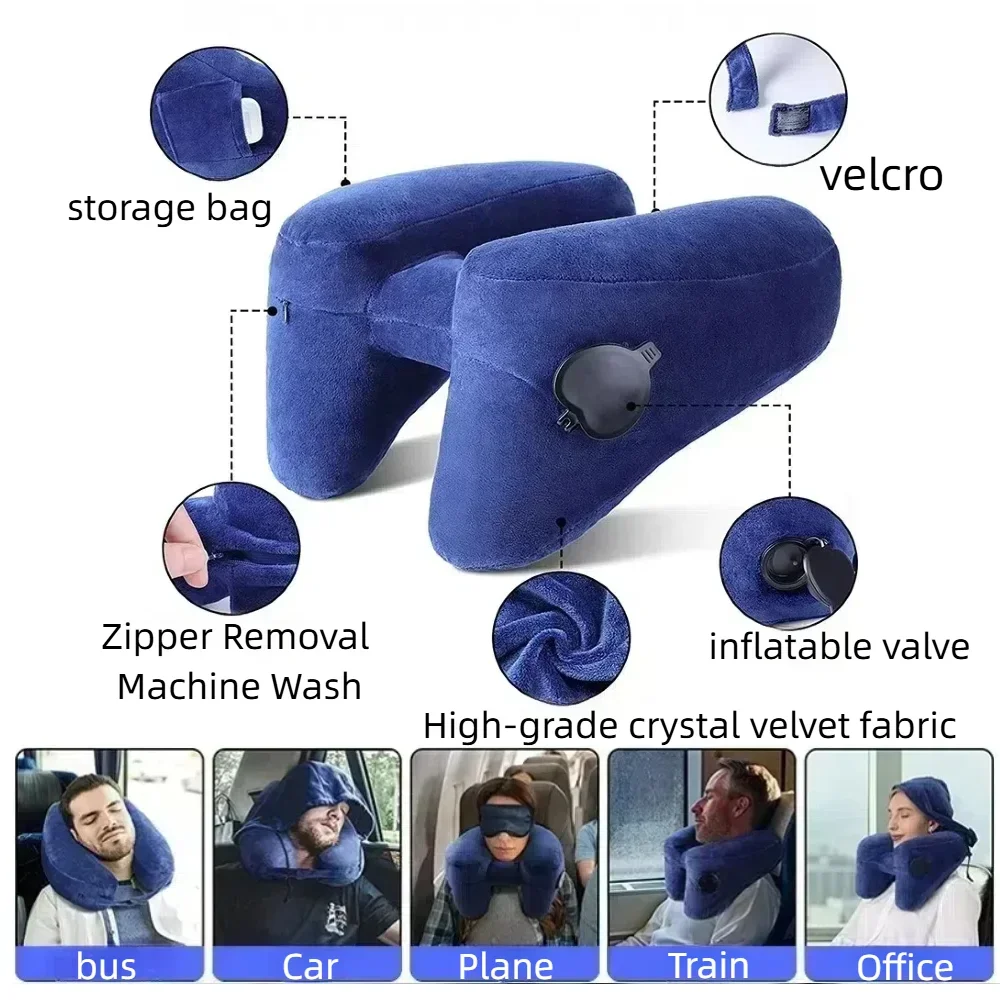 Travel U-shaped inflatable H-shaped neck pillow,multi-functional for easy storage,outdoor car long-distance aircraft neck pillow