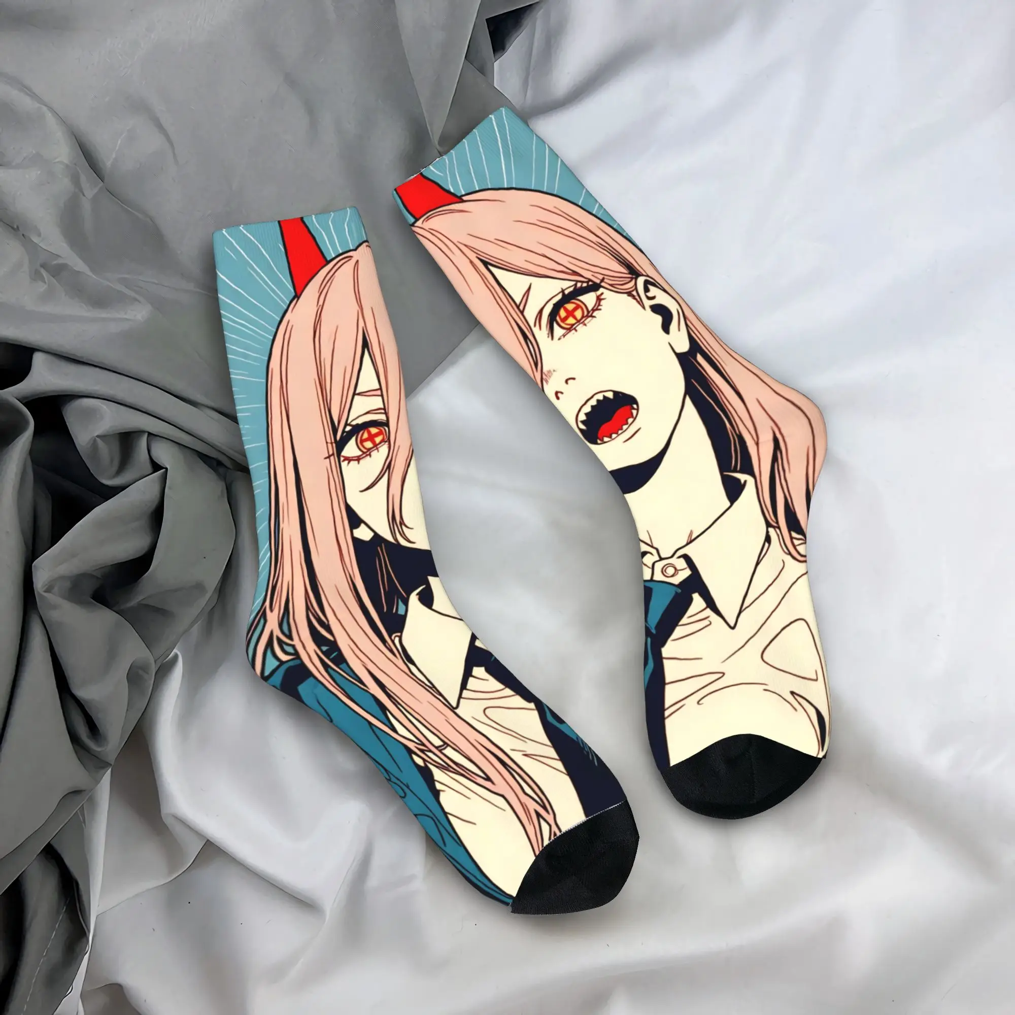 Power bold anime Socks Autumn Chainsaws Mans Stockings Fashion Unisex Men High Quality Socks Pattern Cycling Anti Skid Socks