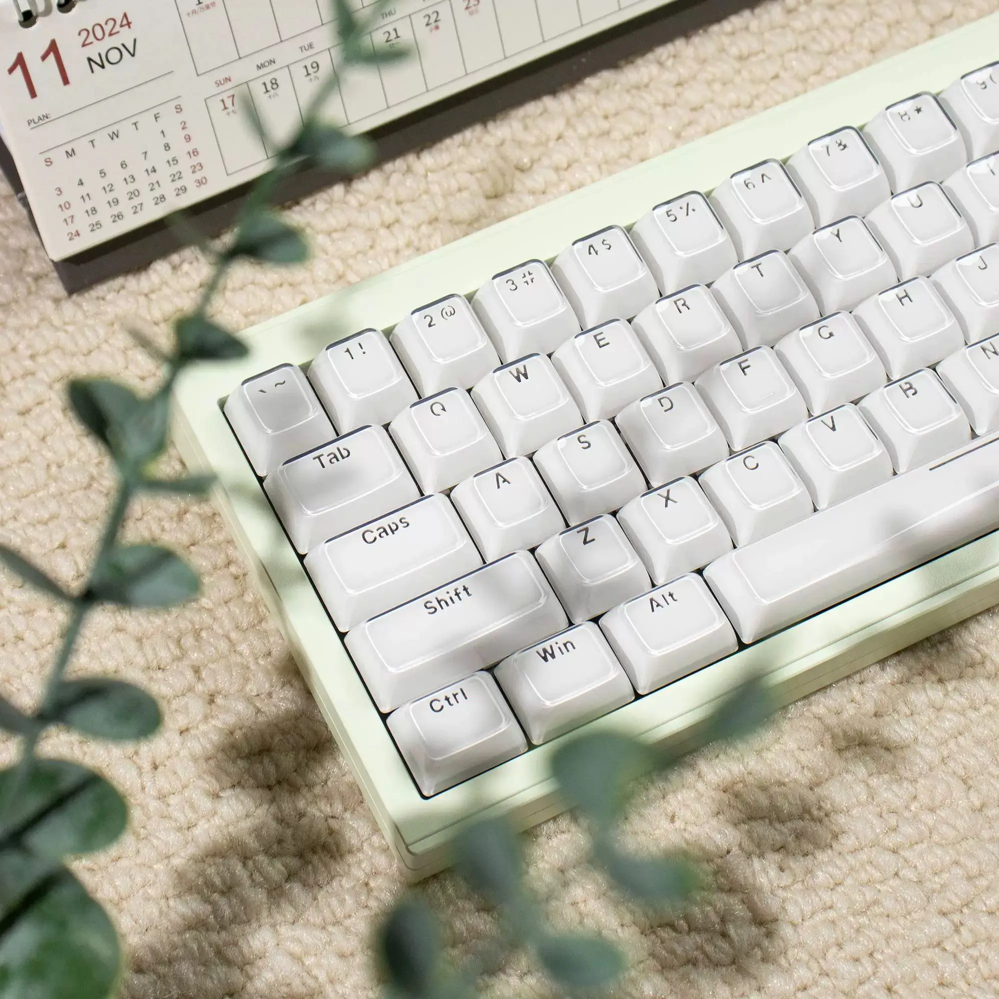 

113 Key White Jelly Top Print OEM Profile Ice Crystal Keycap Translucent Key cap for Cherry MX 61 68 104 Mechanical Keyboard