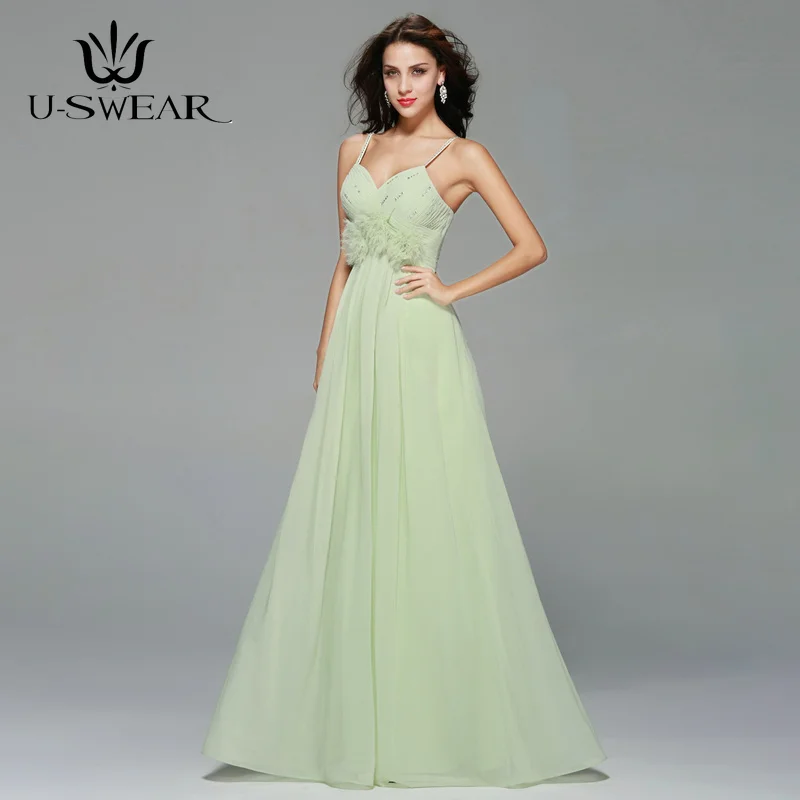 Grace Mint Green Bridesmaid Dresses Spaghetti Straps Sleeveless Dresses for Wedding Party Chiffon Robe Demoiselle Evening Dress