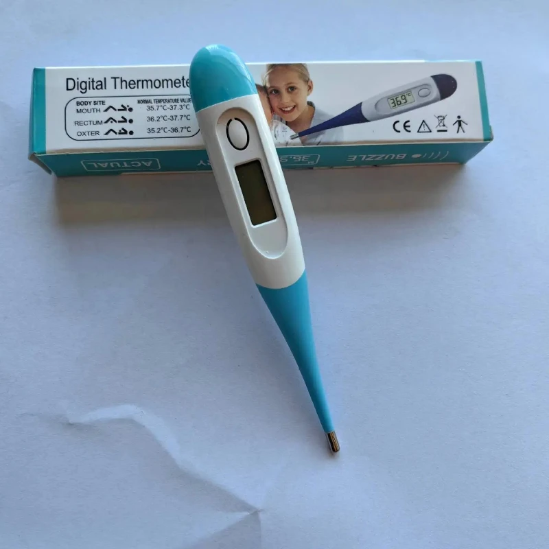 ميزان حرارة رقمي إلكتروني، رأس ناعم مرن للكشف عن الحمى للأطفال والكبار، مراقبة درجة حرارة تحت الإبط عن طريق الفم