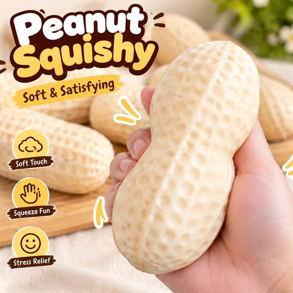 Simulated Peanut Squeeze Toy Stress Relief Fidget Toy Slow Rising Rebound Cross Border Hot Sale Anxiety Relief Squeeze Peanut