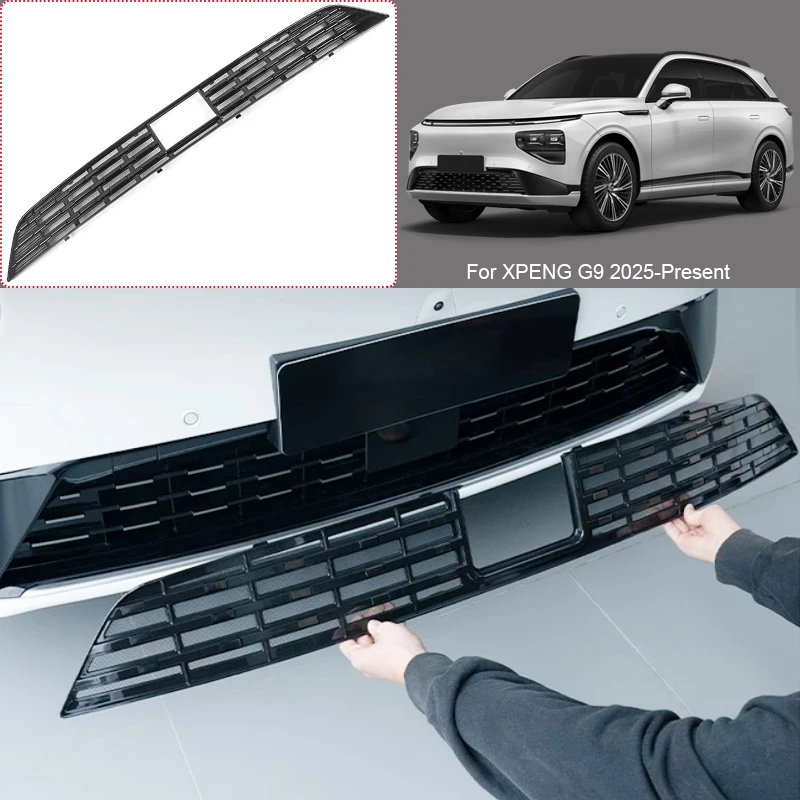 Car Replace Front Upper Lower Grille  Buckle Insect Proof Net For XPENG G9 2025-Present Auto Bumper Center Intake Grille Cover